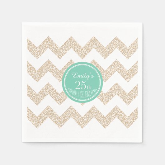 Serviette En Papier Chevron 25e Anniversaire P Napkin Choisissez la co (Devant)