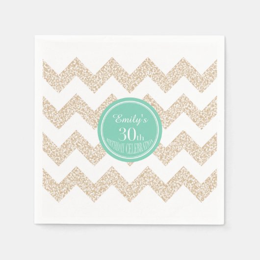 Serviette En Papier Chevron 30e Anniversaire P Napkin Choisissez la co (Devant)