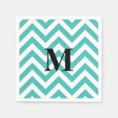Serviette En Papier Chevron bleu avec Monogramme (Devant)