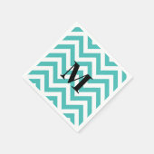 Serviette En Papier Chevron bleu avec Monogramme (Coin)