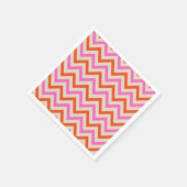 Serviette En Papier Chevron géométrique rose et orange (Coin)
