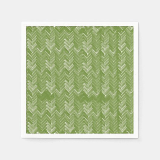Serviette En Papier Chevron Herringbone Motif Forest Green (Devant)