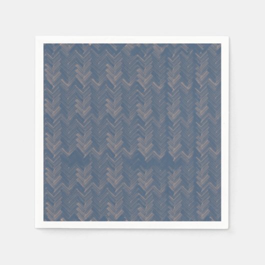 Serviette En Papier Chevron Herringbone Motif Retro Blue (Devant)