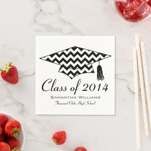Serviette En Papier Chevron Imprimer Nom personnalisé Graduation servi (En situation)