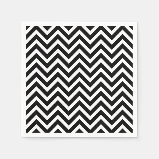 Serviette En Papier Chevron noir et blanc (Devant)