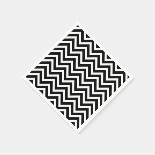 Serviette En Papier Chevron noir et blanc (Coin)