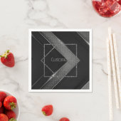 Serviette En Papier Chevron noir et gris (En situation)
