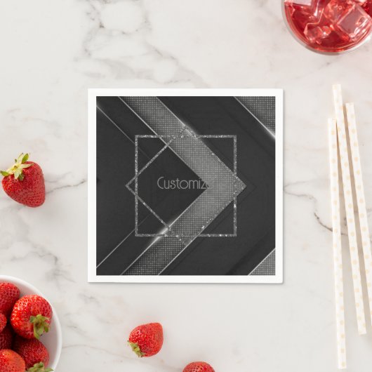Serviette En Papier Chevron noir et gris (En situation)