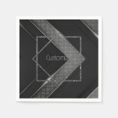 Serviette En Papier Chevron noir et gris (Devant)