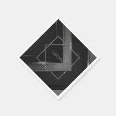 Serviette En Papier Chevron noir et gris (Coin)