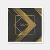 Serviette En Papier Chevron Noir Et Or (Devant)