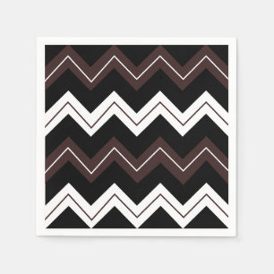 Serviette En Papier Chevron rayé noir blanc marron