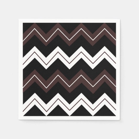 Serviette En Papier Chevron rayé noir blanc marron  (Devant)