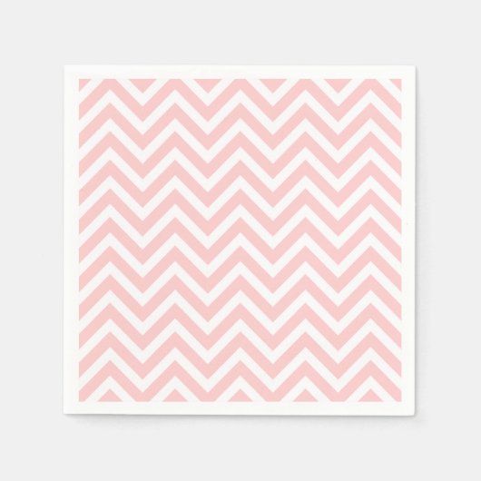 Serviette En Papier Chevron rose clair et blanc (Devant)