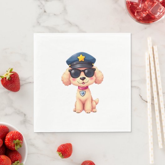 Serviette En Papier Chibi Anime Police Poodle Chien (En situation)