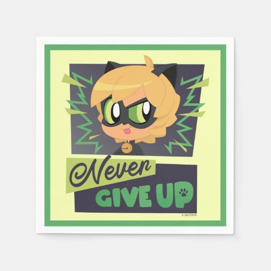 Serviette En Papier Chibi Cat Noir n'abandonne jamais (Devant)