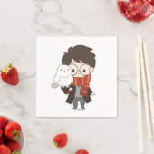 Serviette En Papier Chibi HARRY POTTER™ & Hedwig (En situation)