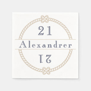 Serviette En Papier Chic 21e Anniversaire Or Tan Nom Nautique