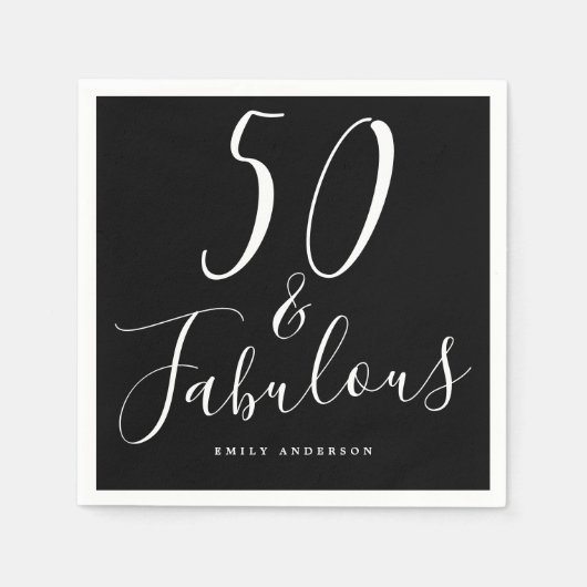 Serviette En Papier Chic 50 Fabuleux Black White 50e anniversaire (Devant)