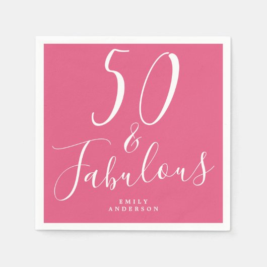 Serviette En Papier Chic 50 Fabuleux Hot Pink 50e anniversaire (Devant)