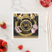 Serviette En Papier Chic 50e Anniversaire serviettes Black Balloons Or (En situation)