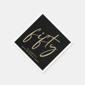 Serviette En Papier Chic 50e fête d'anniversaire Black Gold (Coin)