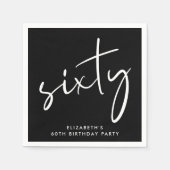 Serviette En Papier Chic 60th Birthday Party Black (Devant)