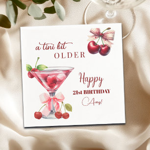Serviette En Papier Chic A Tini Bit Plus Vieux Cherry Martini 21e Anni