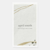 Serviette En Papier Chic Abstrait d'ivoire d'or noir Gris pierre textu (Devant)