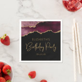 Serviette En Papier Chic Agate Geode Bourgogne Gold Birthday Party (En situation)