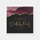 Serviette En Papier Chic Agate Geode Bourgogne Gold Birthday Party (Devant)