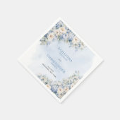 Serviette En Papier Chic aquarelle bleu hydrangea fleurs blanches (Coin)