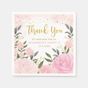Serviette En Papier Chic Aquarelle Bleu Rose Parties scintillant or do