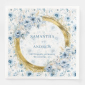 Serviette En Papier Chic Aquarelle Pastel Blue Gold Parties scintillan (Devant)