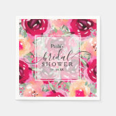 Serviette En Papier Chic Aquarelle rose Fête des mariées florale (Devant)