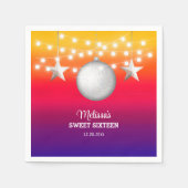 Serviette En Papier Chic Argent Star Chaîne Lumière Gradient Anniversa (Devant)