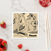 Serviette En Papier Chic Art Moderne Taupe Noir Cocktail Papier à cock (En situation)