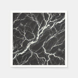Serviette En Papier Chic aspect marbre noir et blanc Glamour