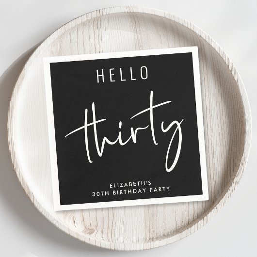 Serviette En Papier Chic Black 30th Birthday Party