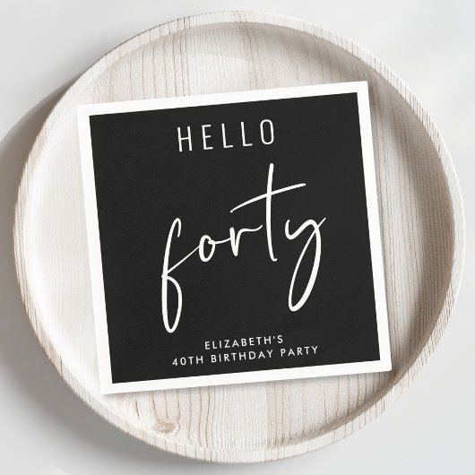 Serviette En Papier Chic Black 40th Birthday Party
