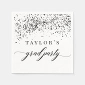 Serviette En Papier Chic Black Confetti Graduation Party (Devant)