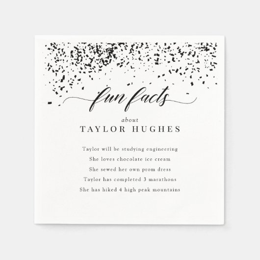 Serviette En Papier Chic Black Confetti Graduation Party Fun Faits (Devant)