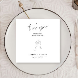 Serviette En Papier Chic Black Cursive Merci Mariage serviettes