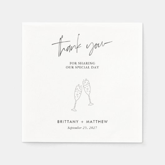 Serviette En Papier Chic Black Cursive Merci Mariage serviettes (Devant)