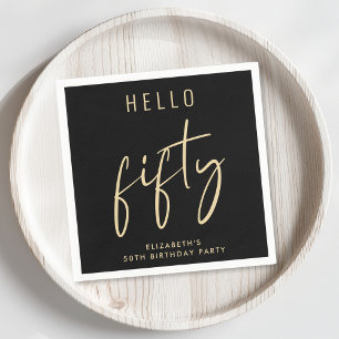 Serviette En Papier Chic Black Gold 50th Birthday Party