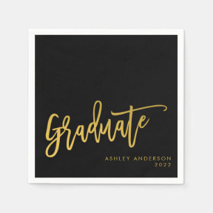 Serviette En Papier Chic Black Gold Graduation