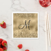 Serviette En Papier Chic Black Gold Parties scintillant Monogramme Nom (En situation)