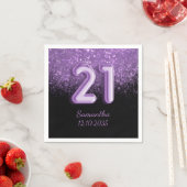 Serviette En Papier Chic Black & Purple Parties scintillant Étincelle  (En situation)