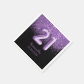 Serviette En Papier Chic Black & Purple Parties scintillant Étincelle  (Coin)
