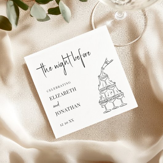 Serviette En Papier Chic Black White Rehearsal Dinner Champagne Tower